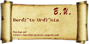 Beráts Uránia névjegykártya